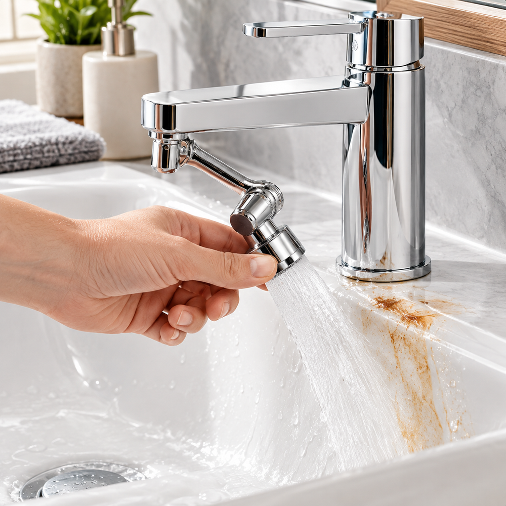 Extension de Robinet Pivotante 360° – Douchette 2 Jets pour Évier, Adaptateur Robinet Orientable